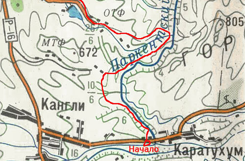 Карта маршрута Кызыл Эмбек - Сахибкор