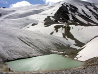 Озеро в леднике Нижний Озёрный