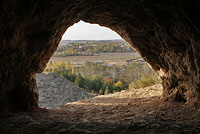 Вид из пещеры Чаллактепа на селение Намданак